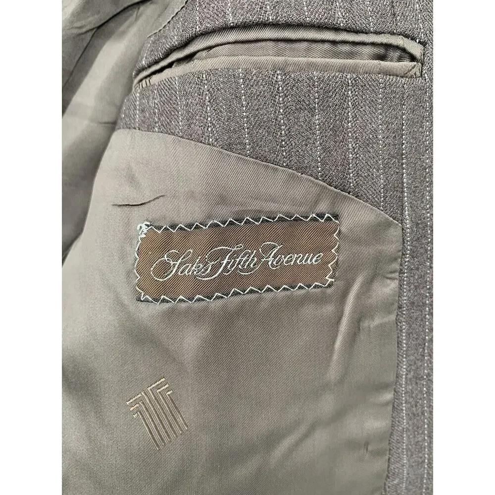 Vintage 70's Lanvin Paris Jacket Virgin Wool Brown Pinstripe Mens Luxury 42 Long
